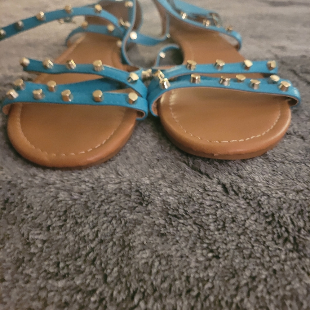 Olivia Miller Blue Studded Sandals Size 10 - Picture 2 of 4